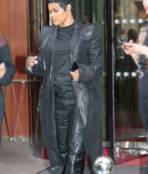 Teyana Taylor Leather Black Coat