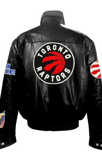 TORONTO RAPTORS FULL LEATHER PUFFER JACKET Black