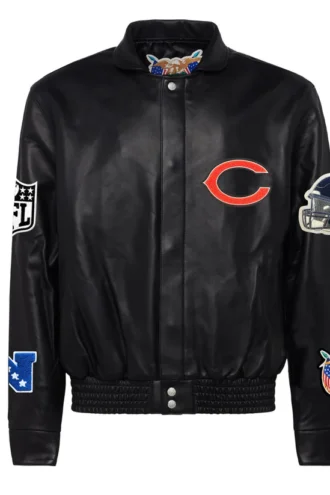 CHICAGO BEARS FULL LEATHER JACKET Black