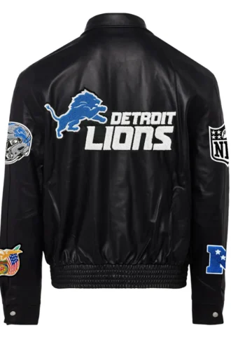 DETROIT LIONS FULL LEATHER JACKET Black