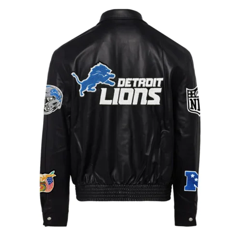 DETROIT LIONS FULL LEATHER JACKET Black