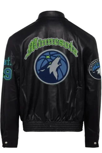 MINNESOTA TIMBERWOLVES FULL LEATHER JACKET Black