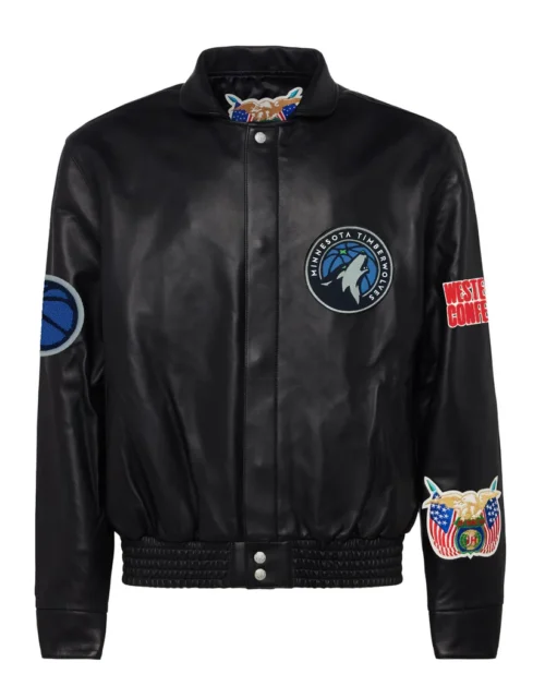 MINNESOTA TIMBERWOLVES FULL LEATHER JACKET Black