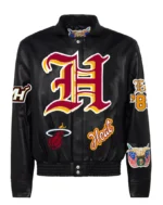 MIAMI HEAT FULL LEATHER OLD ENGLISH JACKET Black