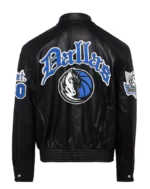 DALLAS MAVERICKS FULL LEATHER OLD ENGLISH JACKET Black