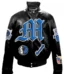 Dallas Mavericks Full Leather Puffer Old English Jacket in sleek black. Crafted from premium quality leather, this jacket exudes luxury and sophistication