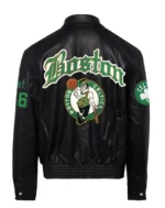 BOSTON CELTICS FULL LEATHER OLD ENGLISH JACKET Black