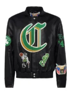 BOSTON CELTICS FULL LEATHER OLD ENGLISH JACKET Black