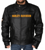 MENS WRIT HARLEY DAVIDSON BLACK BIKER MOTORCYCLE GENUINE LEATHER JACKET