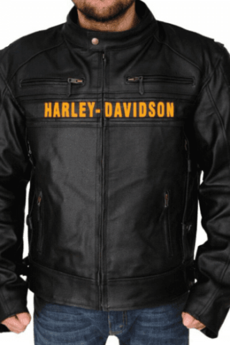MENS WRIT HARLEY DAVIDSON BLACK BIKER MOTORCYCLE GENUINE LEATHER JACKET