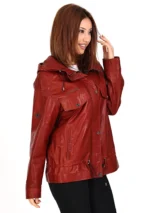 The Muncy Red Leather Women Jacket