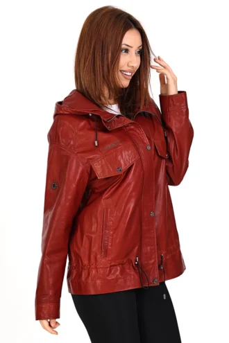 The Muncy Red Leather Women Jacket