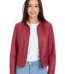 The Comly Burgundy Ostrich Leather Women Jacket