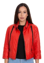 The Comly Pomegranate Flower Ostrich Leather Women Jacket