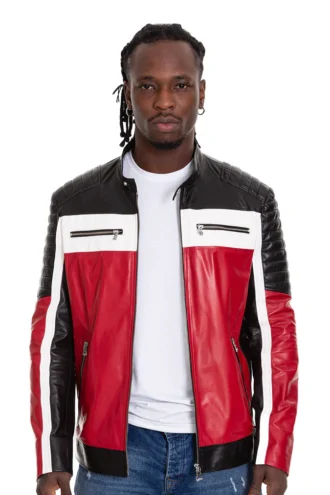 The Martos Black & Red Leather Men Jacket