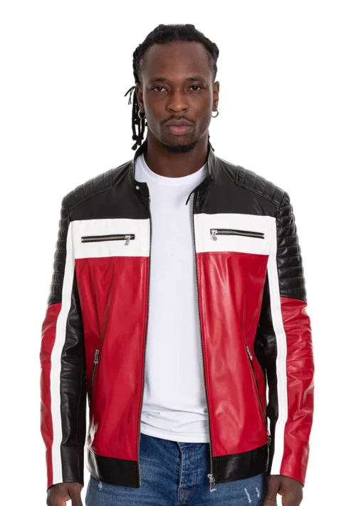 The Martos Black & Red Leather Men Jacket