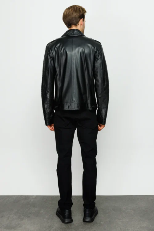 The Manteca Pythn Skin Leather Black Men Jacket