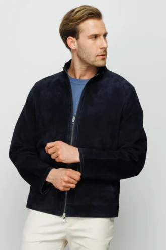 The Alba Navy Leather Men Jacket