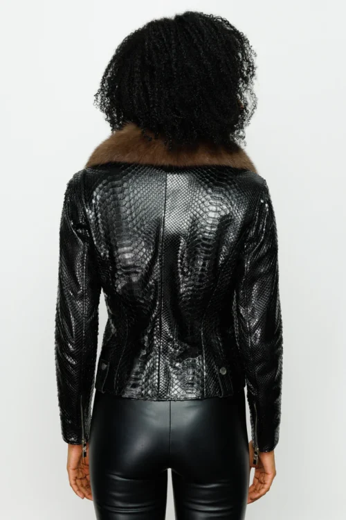 The Formello Pythn Black Leather Jacket