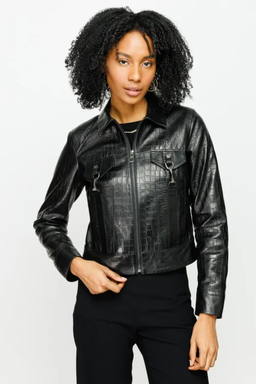 The Piane Black Leather Jacke