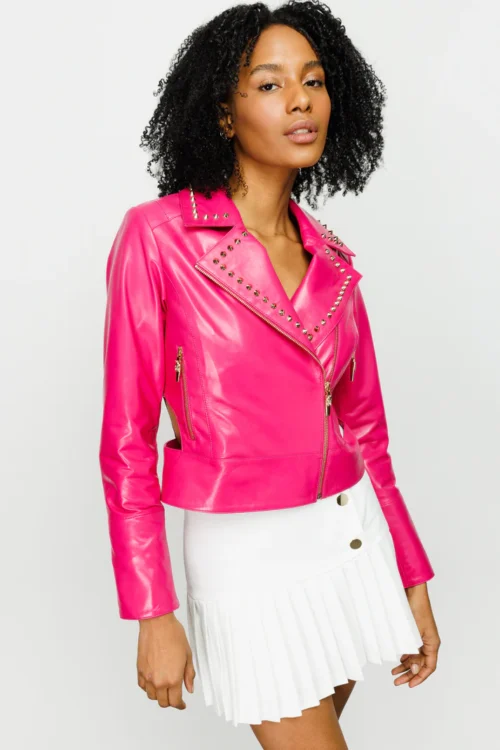 The Macera Pink Leather Jacket