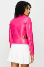 The Macera Pink Leather Jacket