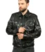 The Laquin Pythn Black Leather Men Jacke