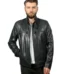 The Leroy Navy Blue Leather Men Jacke