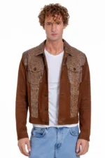 The Margaraten Pythn Skin Suede Leather Tan Men Jacke