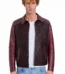 The Bedford Pythn Skin Handwoven Leather Burgundy Men Jacket