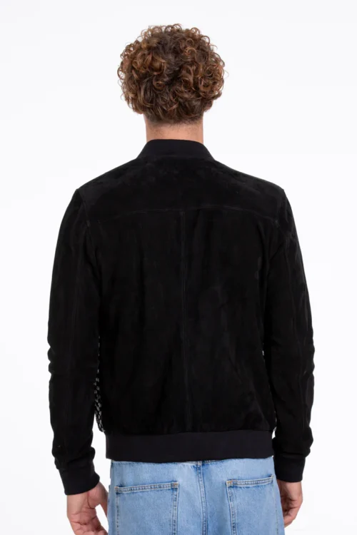 The Bedford Pythn Skin Handwoven Suede Leather Black Men Jacke