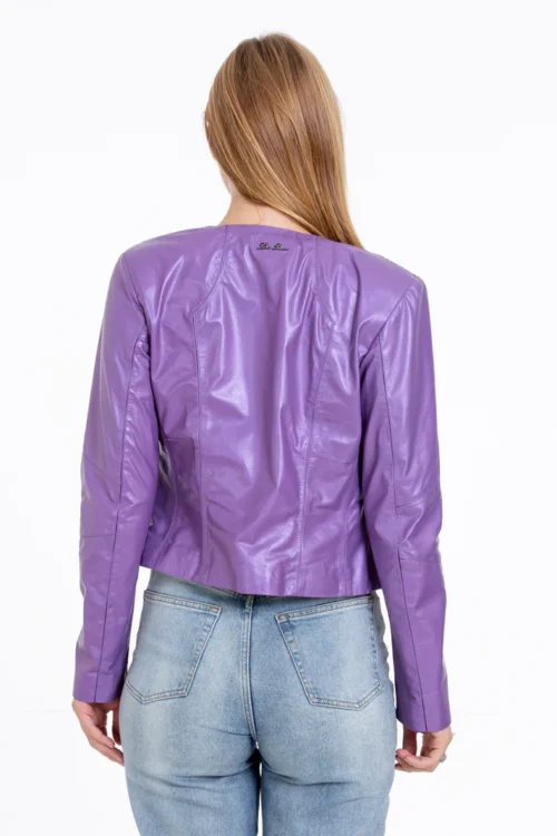 The Havnen Women Lilac Leather Jacket