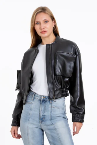 The Accra Women Leather Cropped Jacket