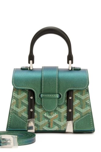 Pearly Green Goyardine Canvas and Chevroches Calfskin Saïgon Structuré Nano Bag Silver Hardware