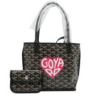 Black and Pink Goyardine Canvas and Chevroches Calfskin Anjou Mini Bag