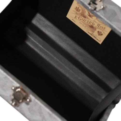 Silver Goyardine Canvas and Clamecy Cowhide Minaudiere Trunk Silver Hardware