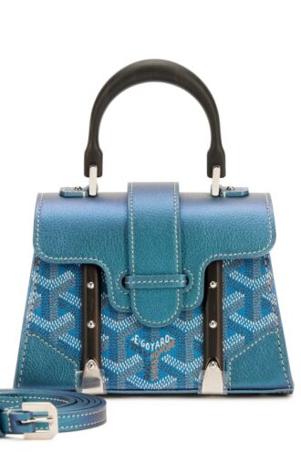 Pearly Blue Goyardine Canvas and Chevroches Calfskin Saïgon Structuré Nano Bag Silver Hardware, 2024