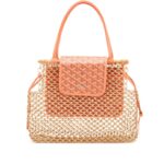 Coral Chevroches Calfskin and Raffia Mesh Aligre Bag, 2024