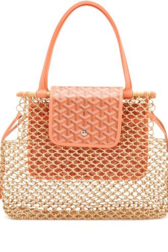 Coral Chevroches Calfskin and Raffia Mesh Aligre Bag, 2024