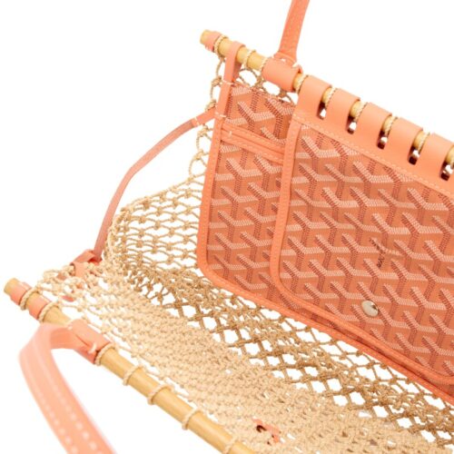 Coral Chevroches Calfskin and Raffia Mesh Aligre Bag, 2024