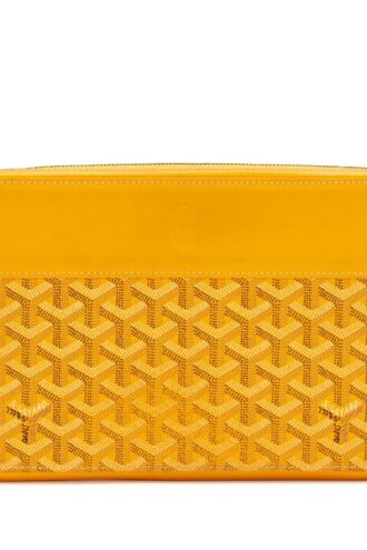 Yellow Goyardine Canvas and Chevroches Calfskin Matignon GM Wallet Silver Hardware