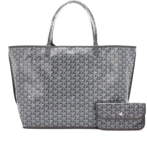 Grey Chevroches Calfskin and Goyardine Canvas Anjou GM Tote, 2023