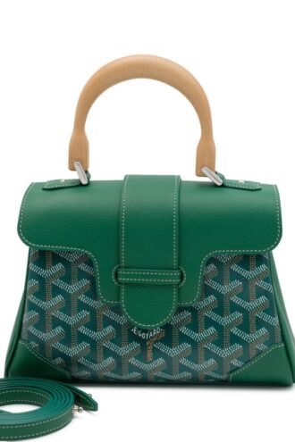 Green Goyardine Canvas and Chevroches Calfskin Saïgon Souple Mini Bag