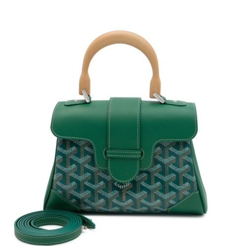 Green Goyardine Canvas and Chevroches Calfskin Saïgon Souple Mini Bag