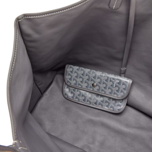 Grey Chevroches Calfskin and Goyardine Canvas Anjou GM Tote, 2023