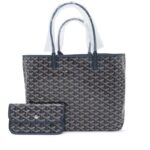 Navy Blue Goyardine Canvas and Chevroches Calfskin Saint Louis PM Tote